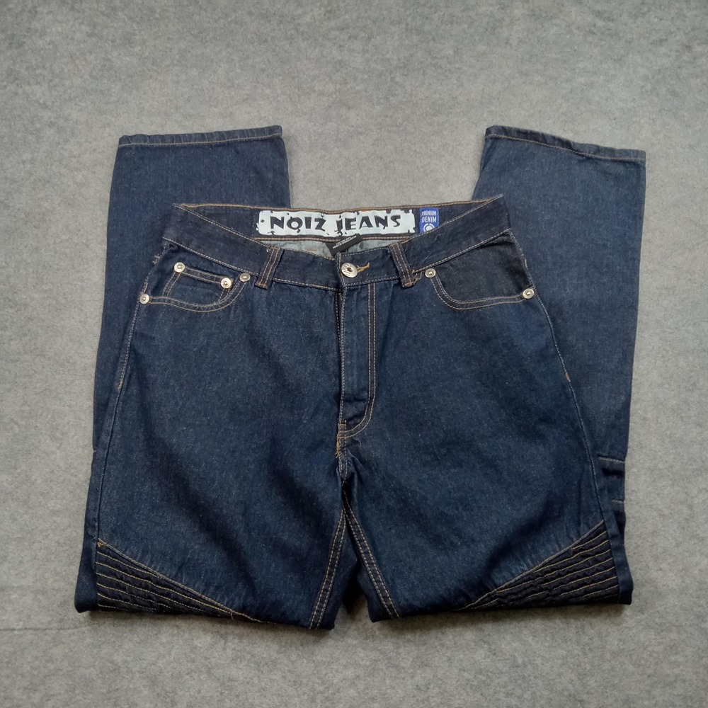 Noiz Jeans Mens Jeans 34x32 Dark Wash Premium‎ Denim Moto Biker Straight Leg